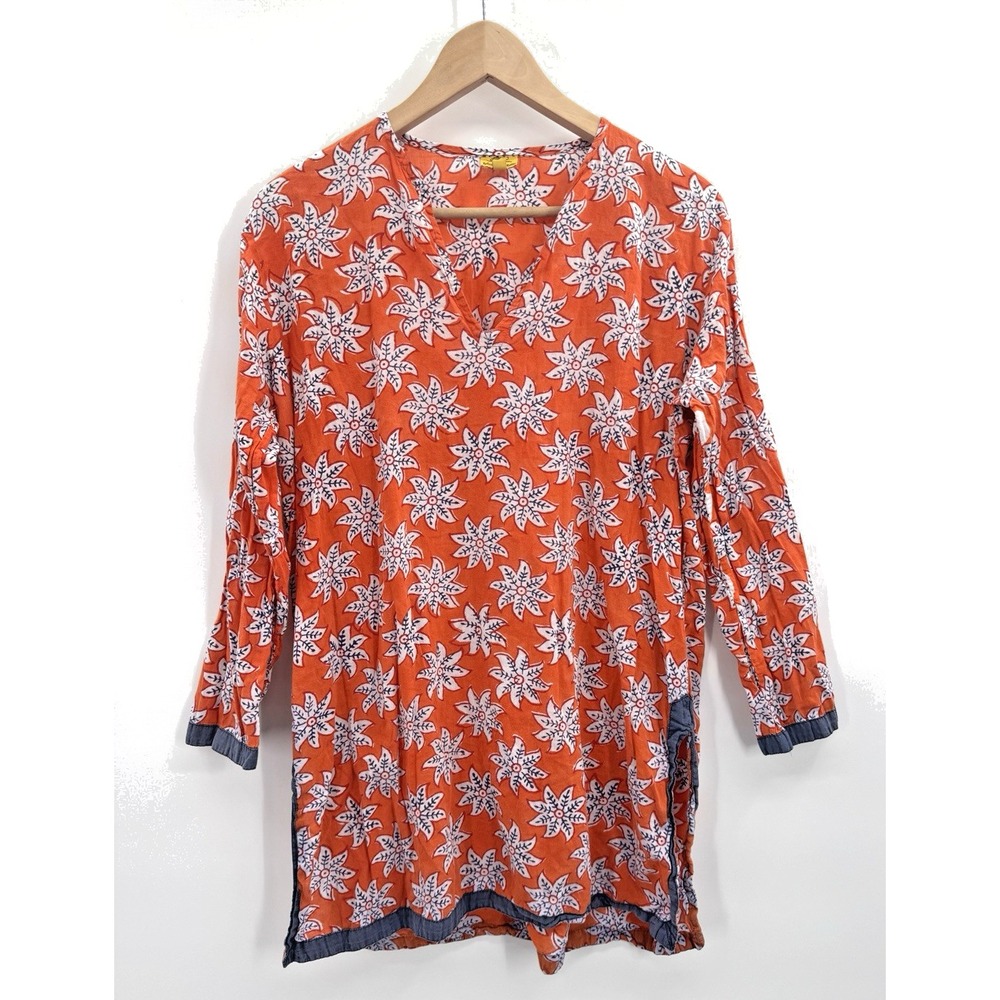 Roberta Roller Rabbit Tunic Swim Cover Up Top Large Floral Beach Summer Resort